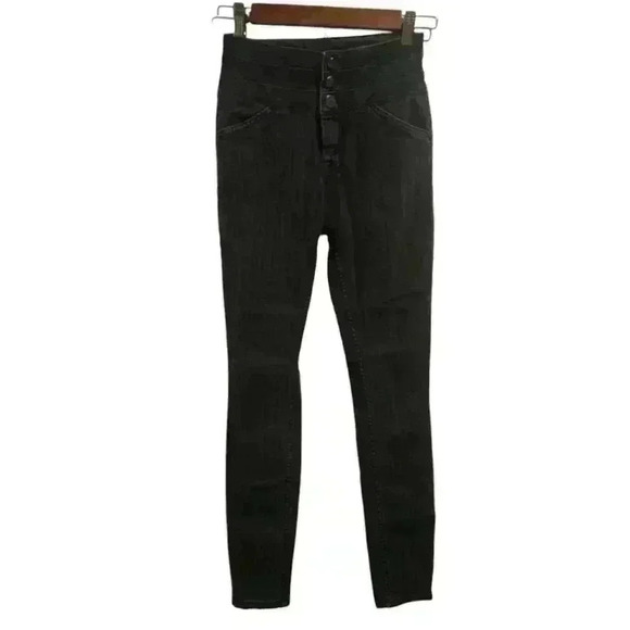 P7035 dark wash denim skinny jeans size 27in highr waist - Picture 1 of 9